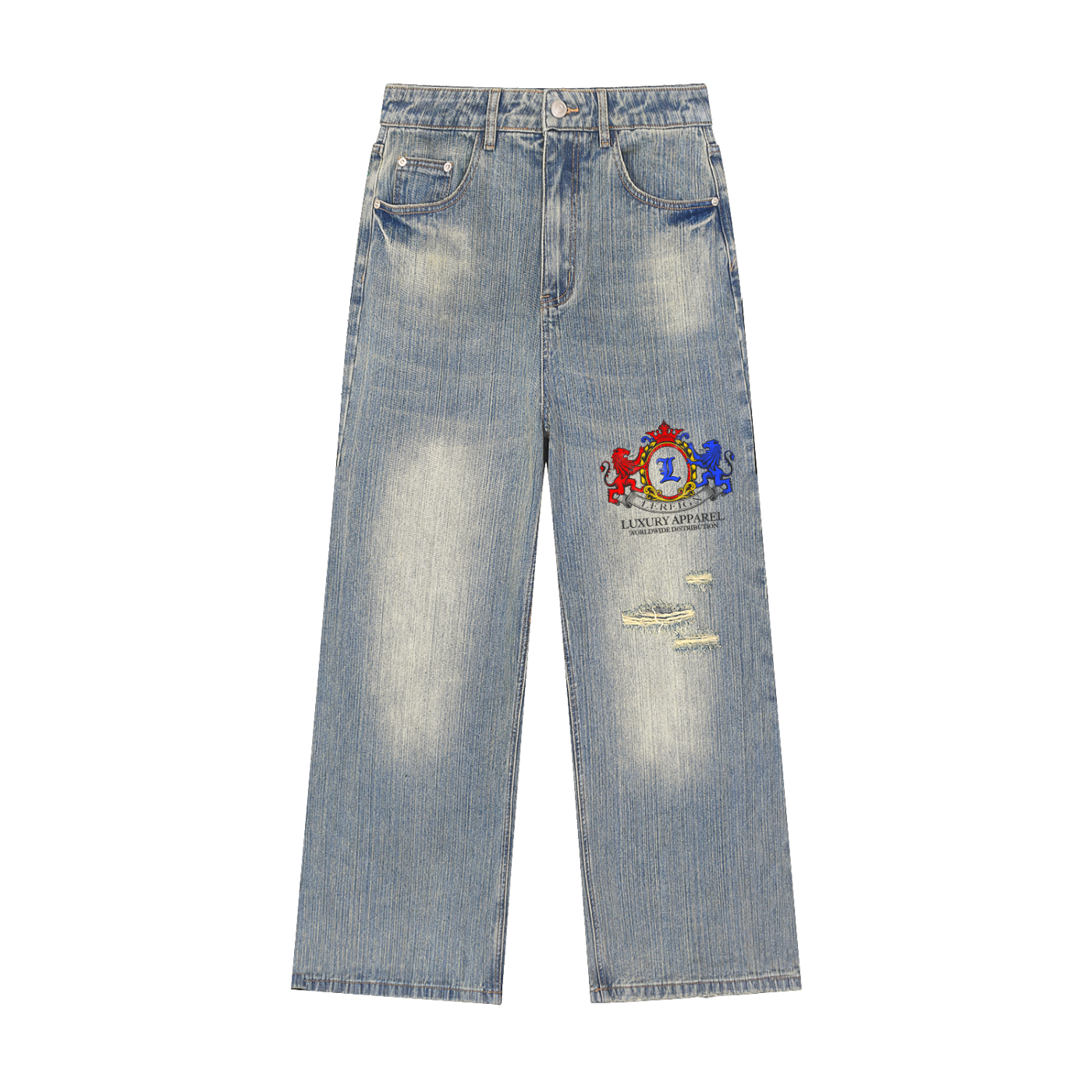 LeReign Lux Distressed Denim Jeans