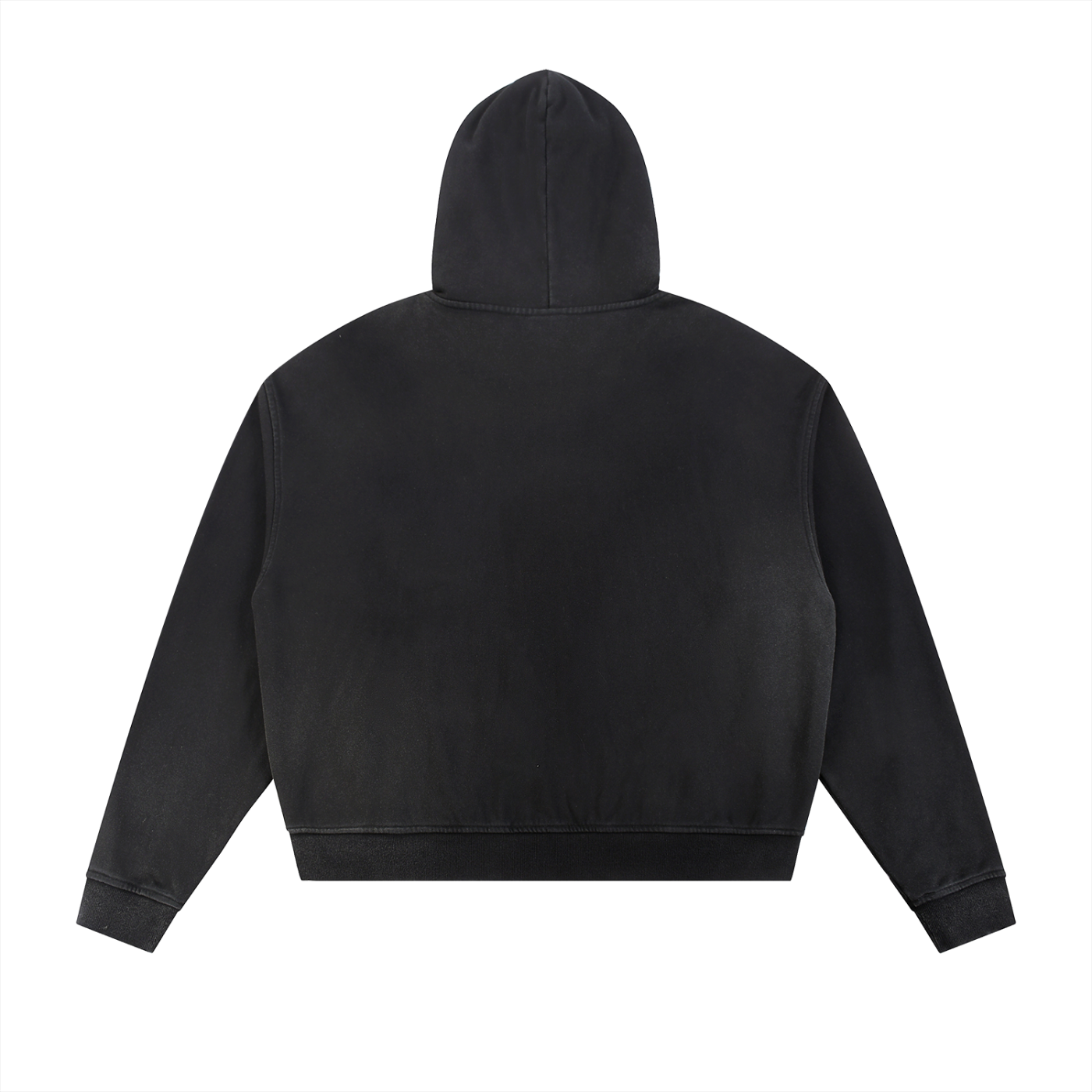 LeReign Sun Fade Frayed Raw Edge Fleece Zip Hoodie
