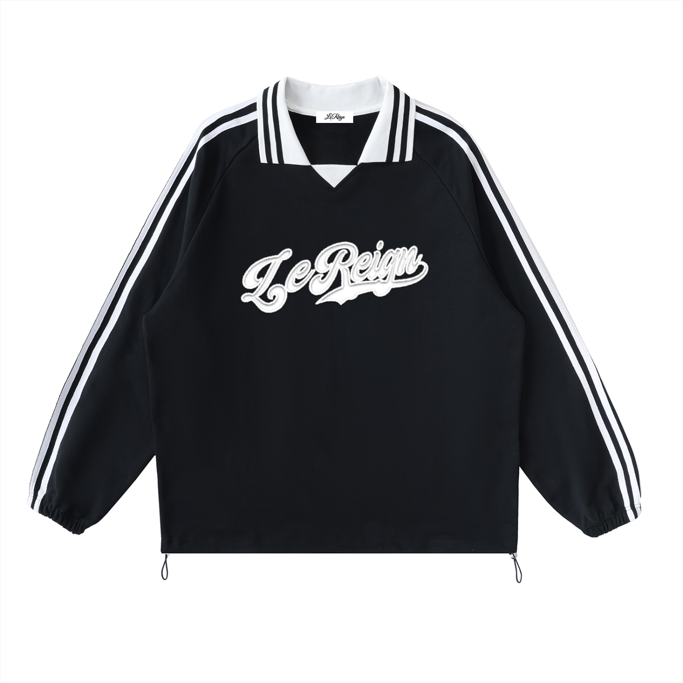 LeReign Striped Lapel Collar Sweatshirt