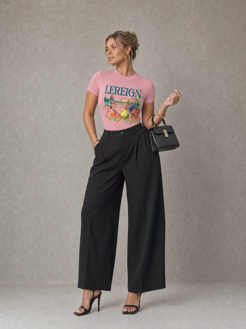 LeReign Varsity Tennis Mock Neck T- Shirt